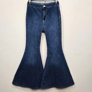 Free People We The Free Bell Bottom Jeans 26‎ High Rise Retro 70s Flare Stretch